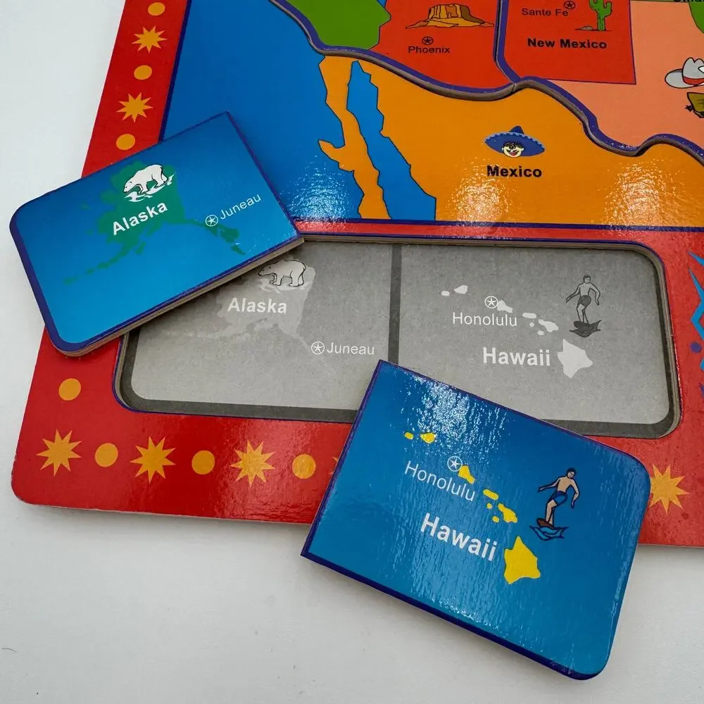 Childrens Puzzle of America States and Their Capitols 10 Piece